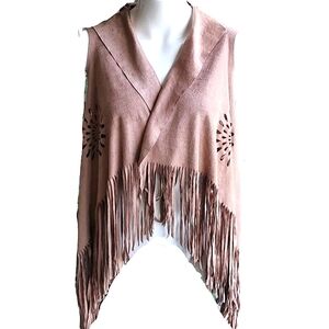 Bohemian Western Fringed Faux Suede Leather Top/scarf One size fits most